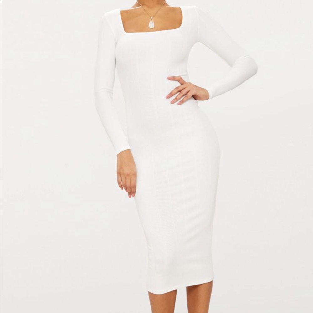 Pretty Little Thing White Bandage Midi Dress